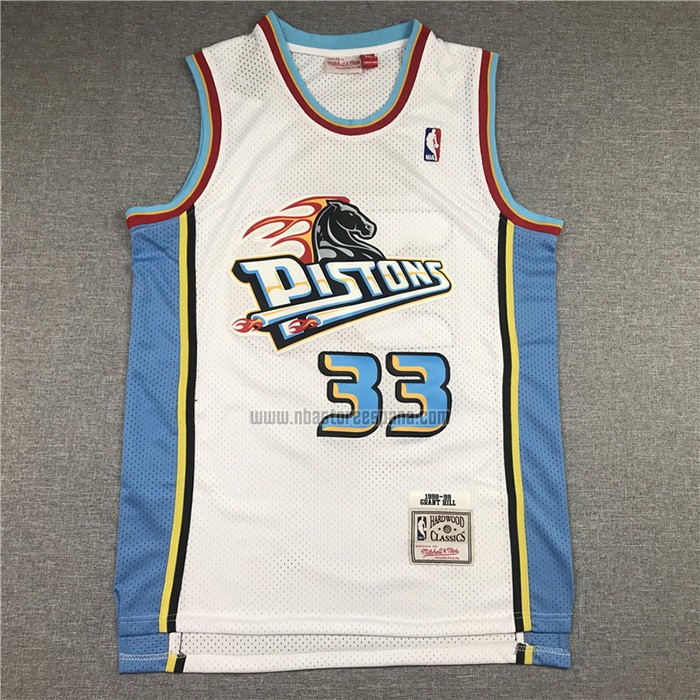 Camiseta Detroit Pistons Grant Hill NO 33 Mitchell & Ness 1998-99 Blanco